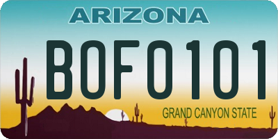 AZ license plate BOF0101