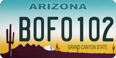 AZ license plate BOF0102