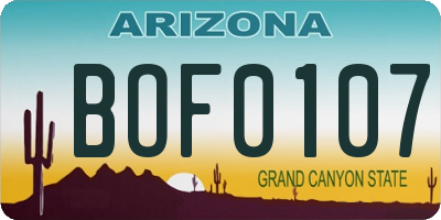 AZ license plate BOF0107