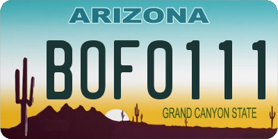 AZ license plate BOF0111