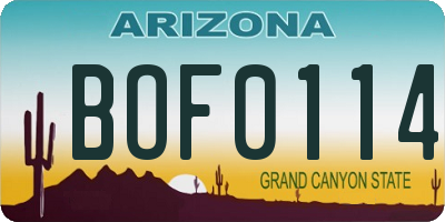 AZ license plate BOF0114