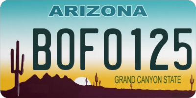 AZ license plate BOF0125