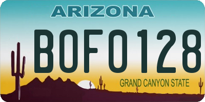 AZ license plate BOF0128