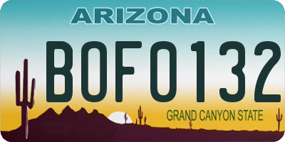 AZ license plate BOF0132