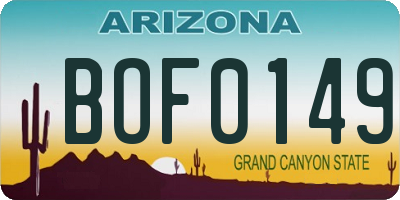 AZ license plate BOF0149
