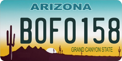 AZ license plate BOF0158