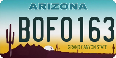 AZ license plate BOF0163