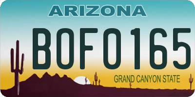 AZ license plate BOF0165