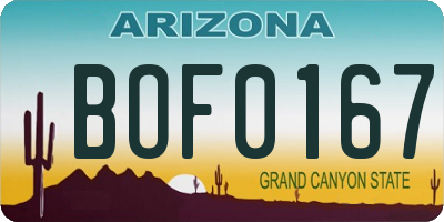 AZ license plate BOF0167