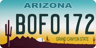 AZ license plate BOF0172