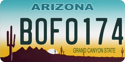 AZ license plate BOF0174