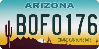 AZ license plate BOF0176
