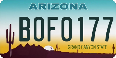 AZ license plate BOF0177