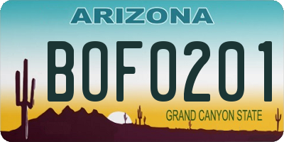 AZ license plate BOF0201