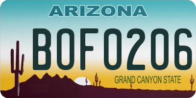 AZ license plate BOF0206