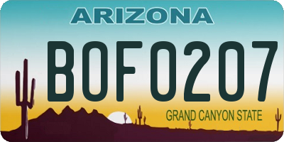 AZ license plate BOF0207