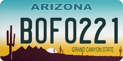 AZ license plate BOF0221