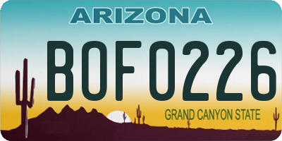 AZ license plate BOF0226