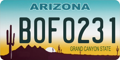 AZ license plate BOF0231