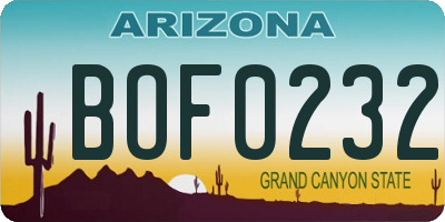 AZ license plate BOF0232