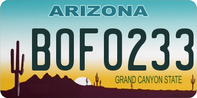 AZ license plate BOF0233