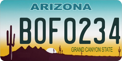 AZ license plate BOF0234