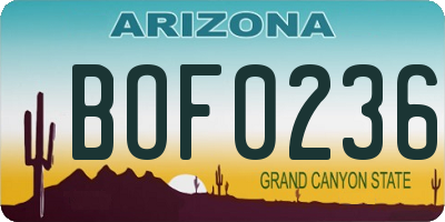 AZ license plate BOF0236