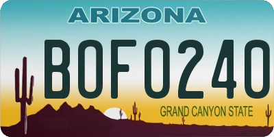 AZ license plate BOF0240