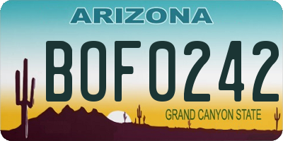 AZ license plate BOF0242