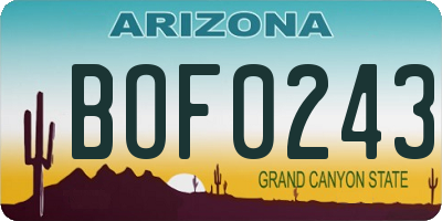 AZ license plate BOF0243