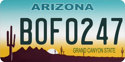 AZ license plate BOF0247