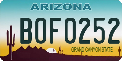 AZ license plate BOF0252