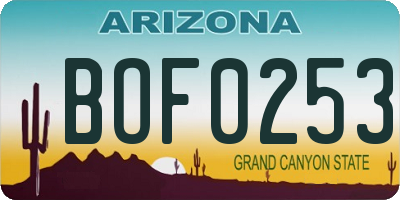 AZ license plate BOF0253