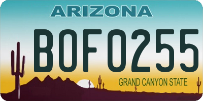 AZ license plate BOF0255