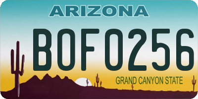 AZ license plate BOF0256