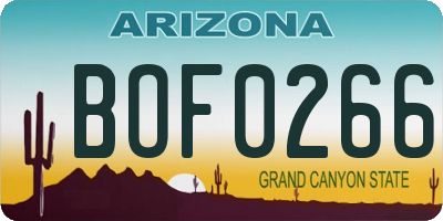 AZ license plate BOF0266