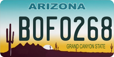 AZ license plate BOF0268