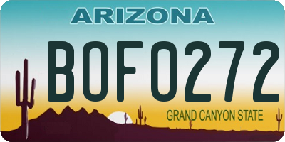 AZ license plate BOF0272