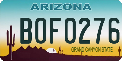 AZ license plate BOF0276