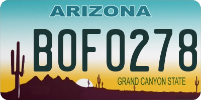 AZ license plate BOF0278