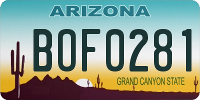 AZ license plate BOF0281