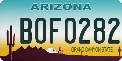 AZ license plate BOF0282