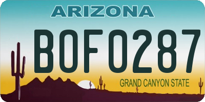 AZ license plate BOF0287