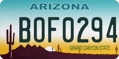 AZ license plate BOF0294