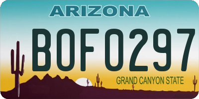 AZ license plate BOF0297