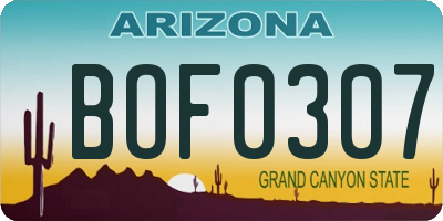 AZ license plate BOF0307