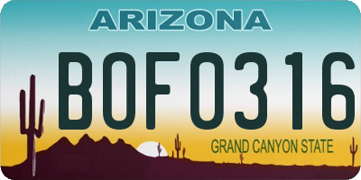 AZ license plate BOF0316