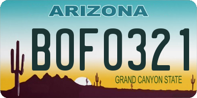 AZ license plate BOF0321