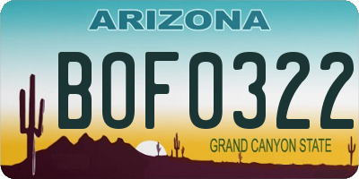 AZ license plate BOF0322