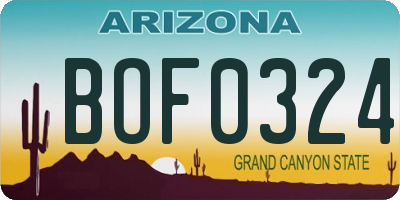 AZ license plate BOF0324